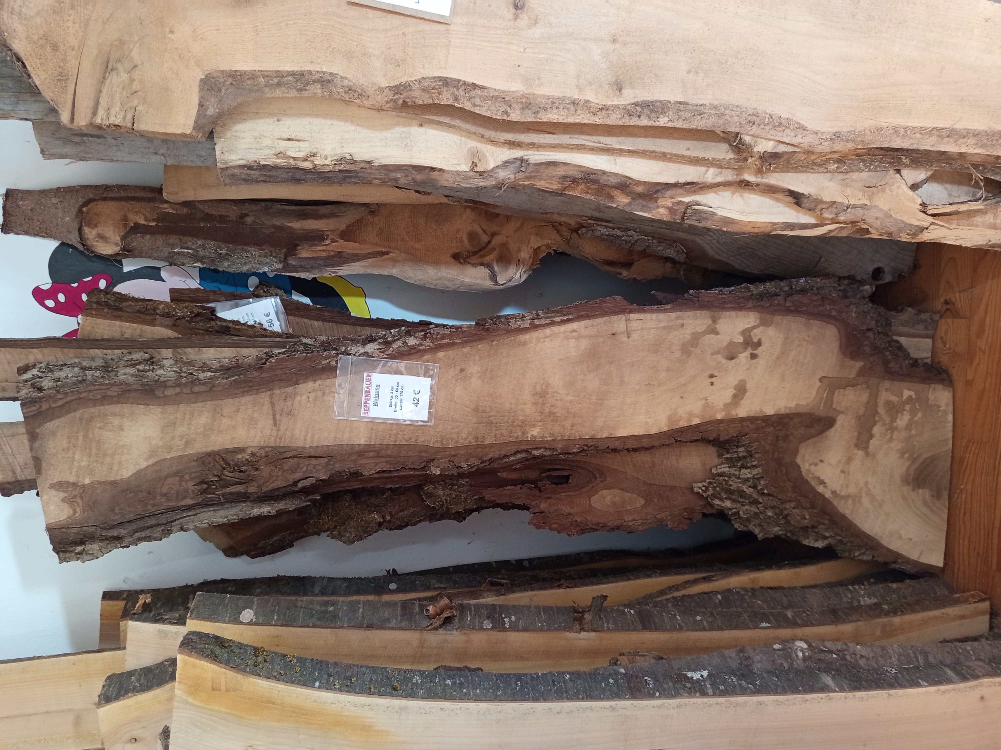 Holzbohle mit Baumkante