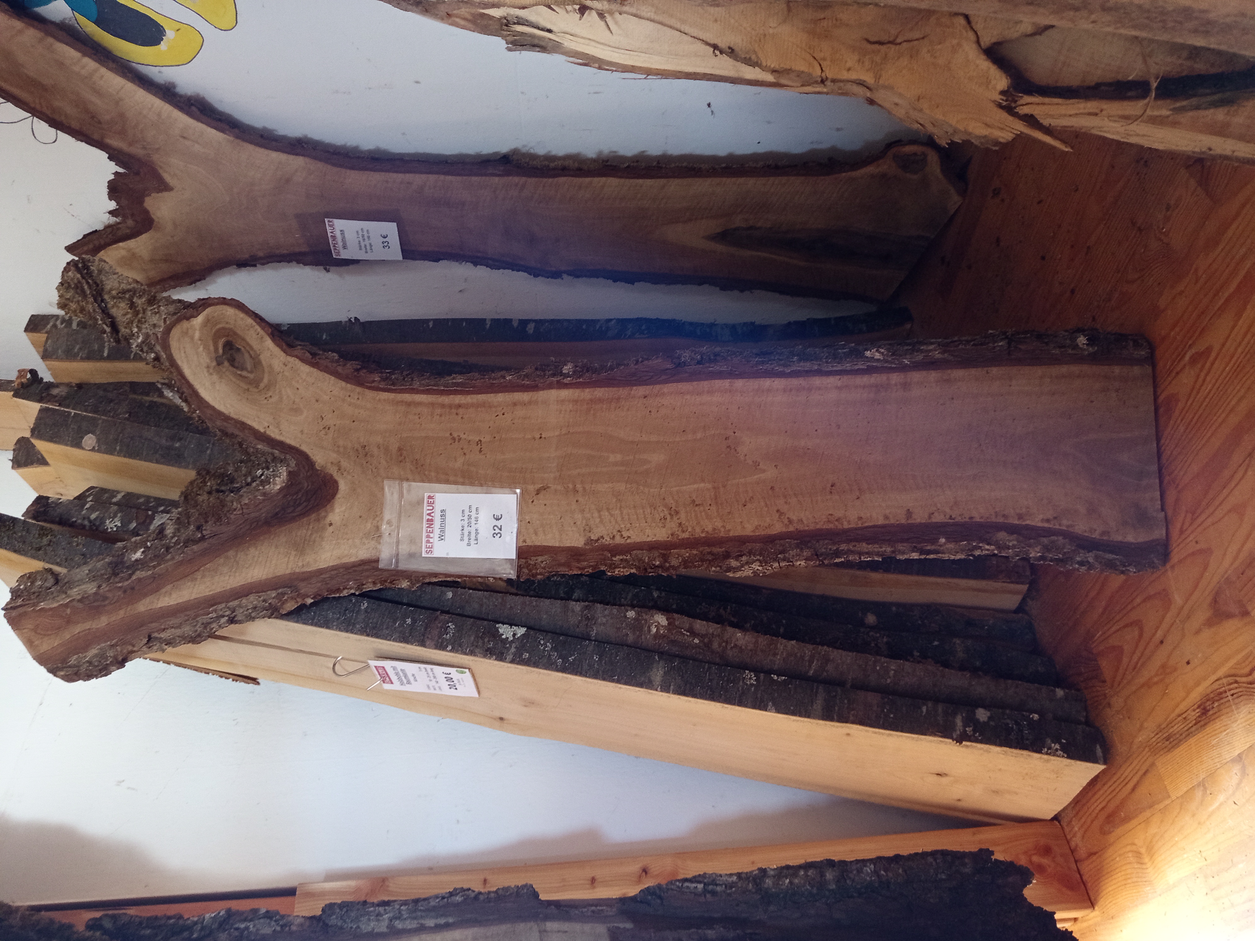 Holzbohle mit Baumkante Y-Form