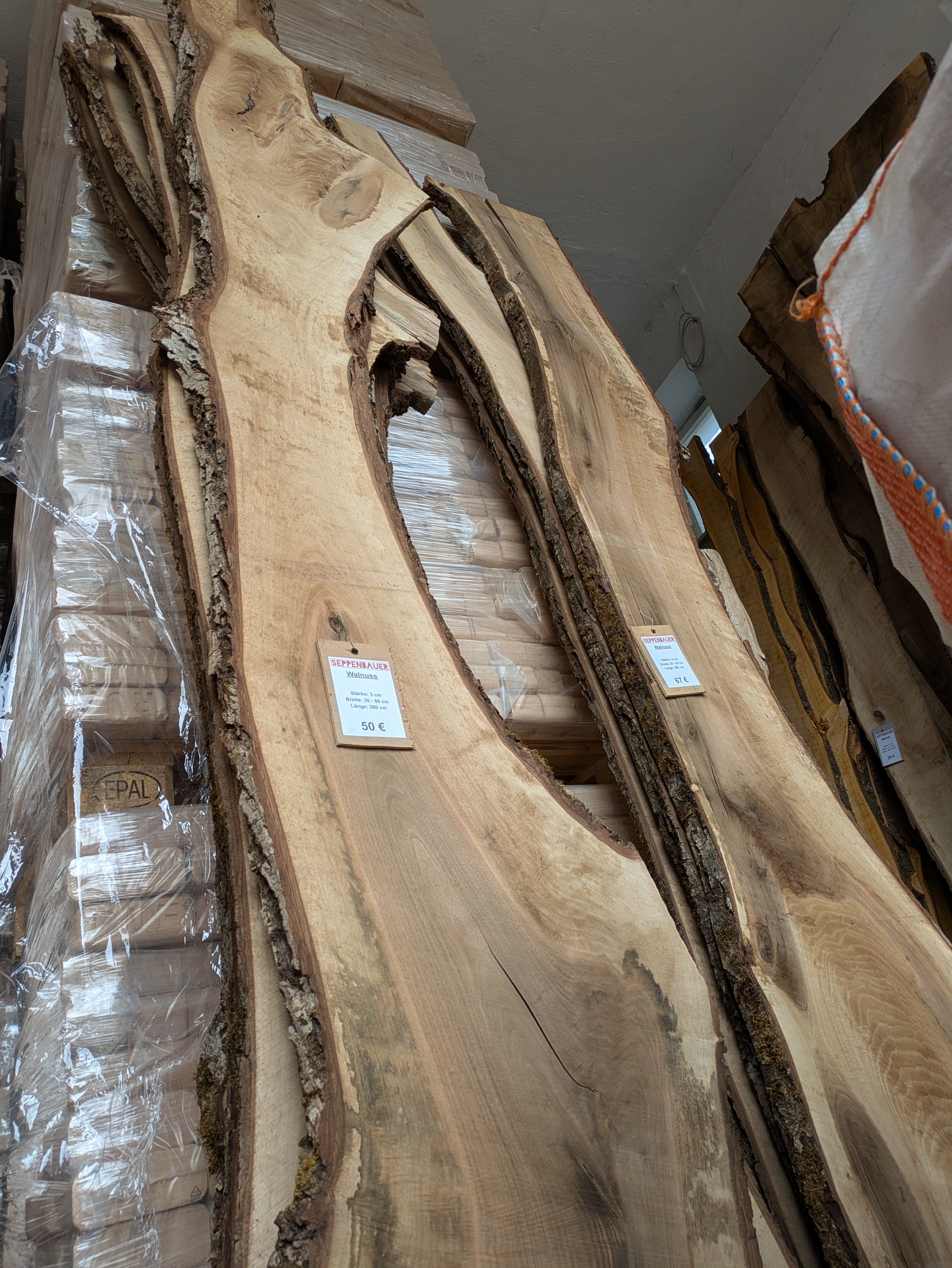 Holzbohle mit Baumkante